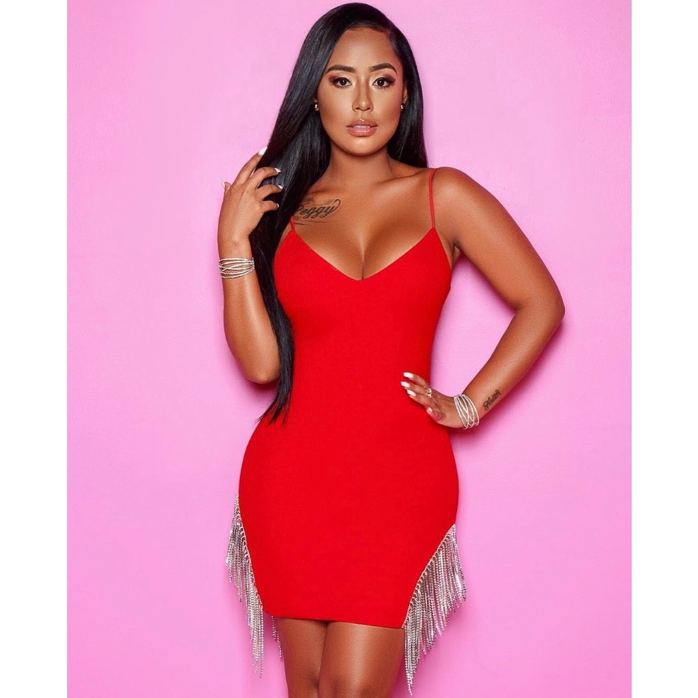 Red Rhinestone Dress - Picture 3 of 8